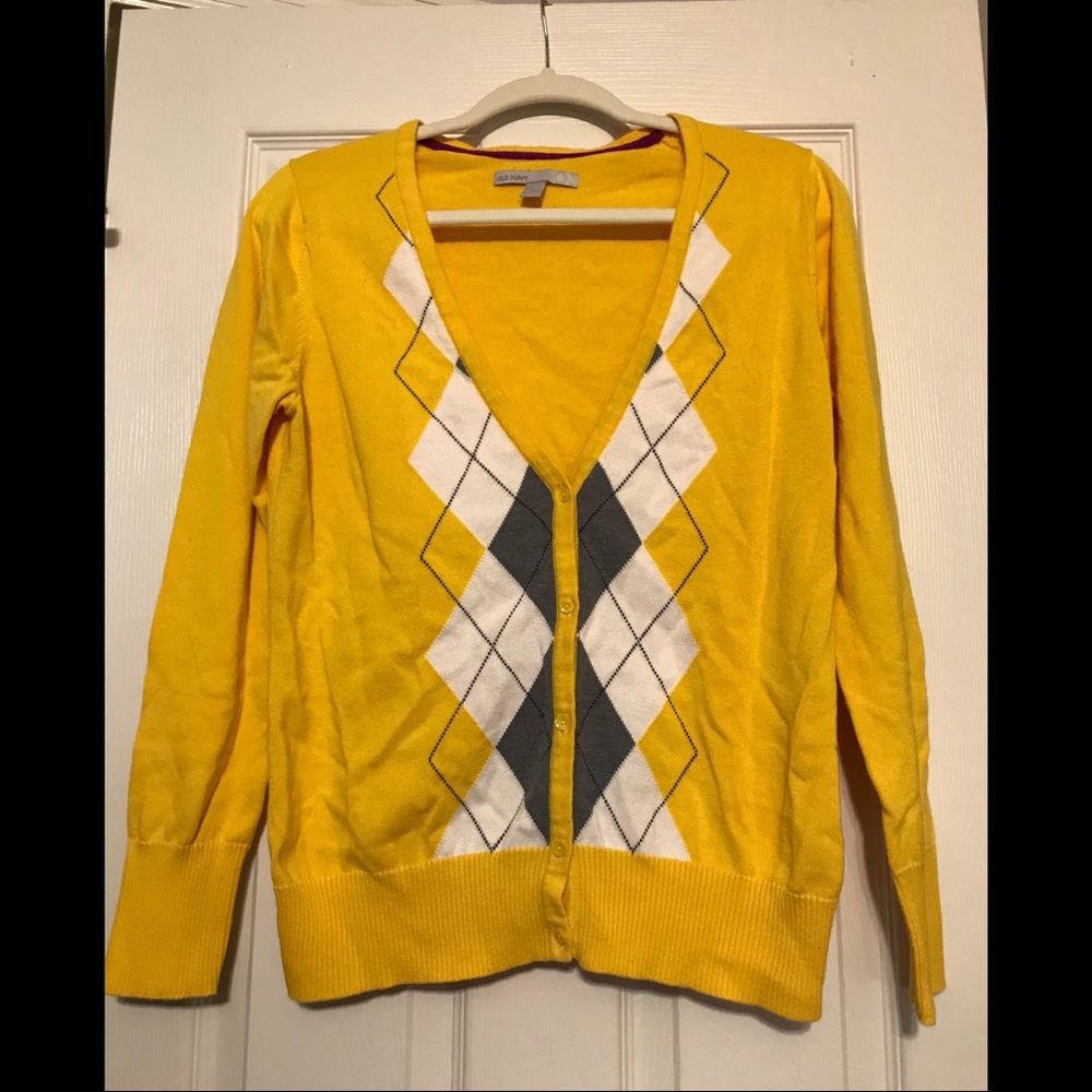 Old Navy Gold Argyle Sweater